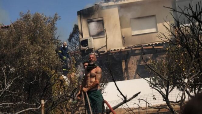 
					Wildfire Destroys Homes in Greek Coastal Towns
